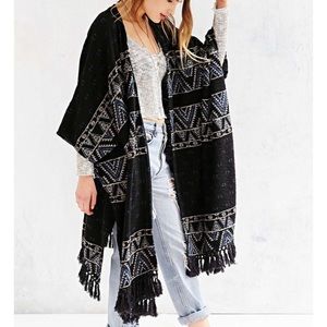 Ecote Geometric Fringe Poncho